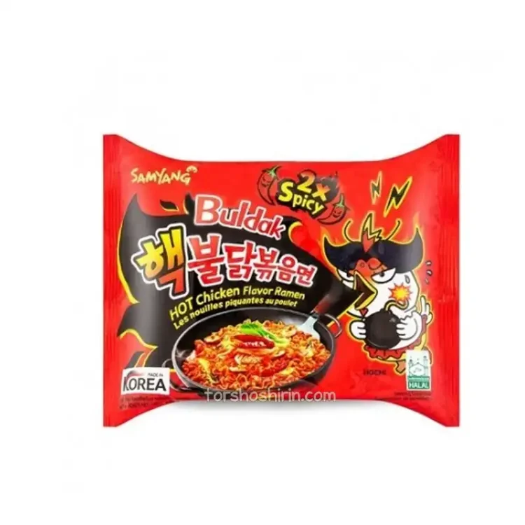 نودل نیمه آماده رامن با طعم مرغ داغ بولداک 2x spicy سامیانگ 140 گرم
