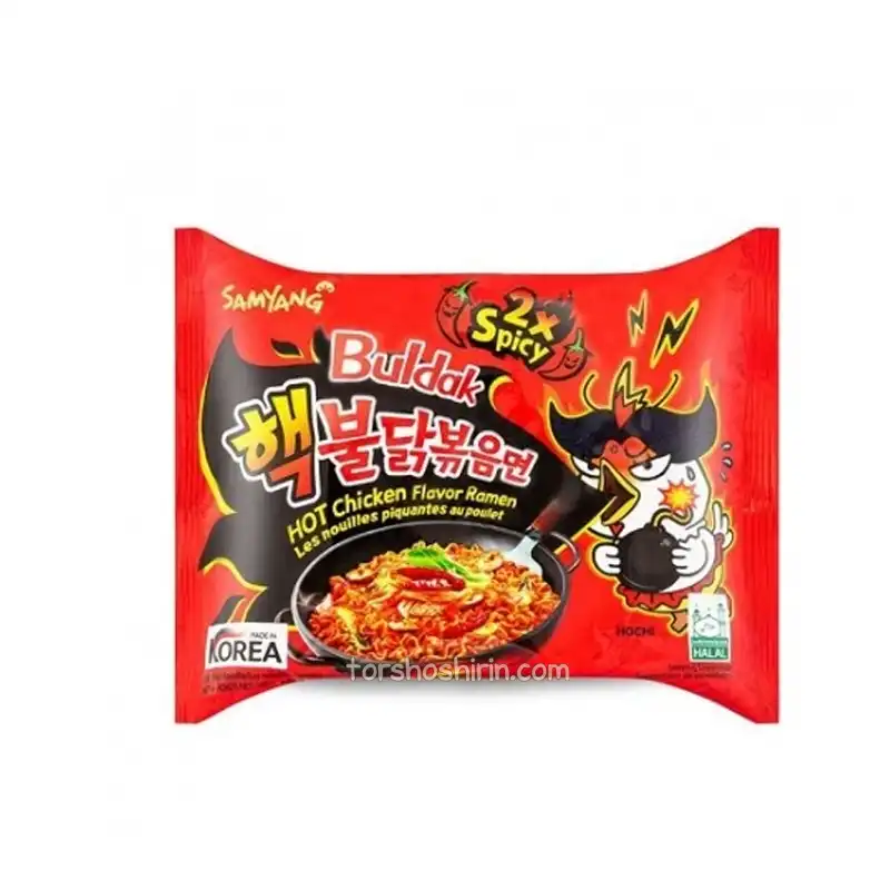 نودل نیمه آماده رامن با طعم مرغ داغ بولداک 2x spicy سامیانگ 140 گرم